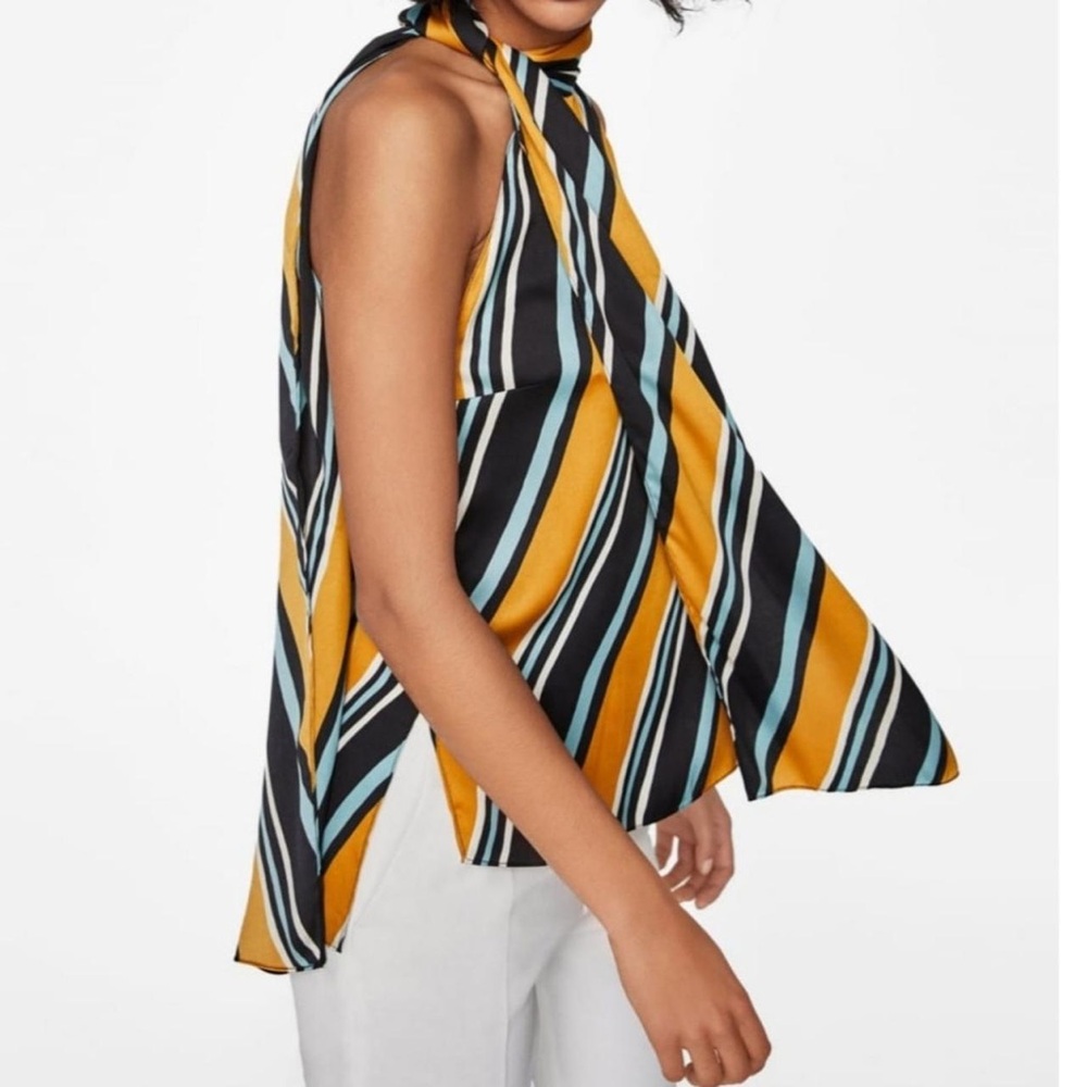 Zara Striped Halter Neck Women Top